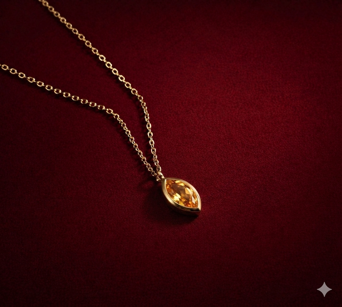 Kasım Citrine Markiz Birthstone Kolye
