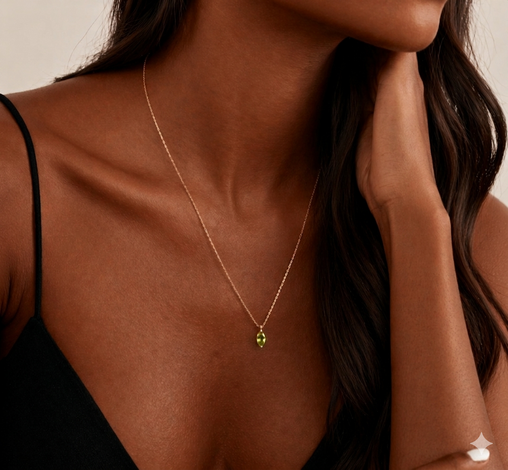 Ağustos Peridot Birthstone Kolye