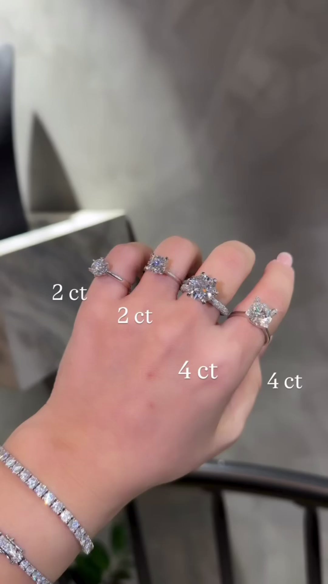 Mozanit Tek Taş Yüzük 4 ct Dört Tırnaklı