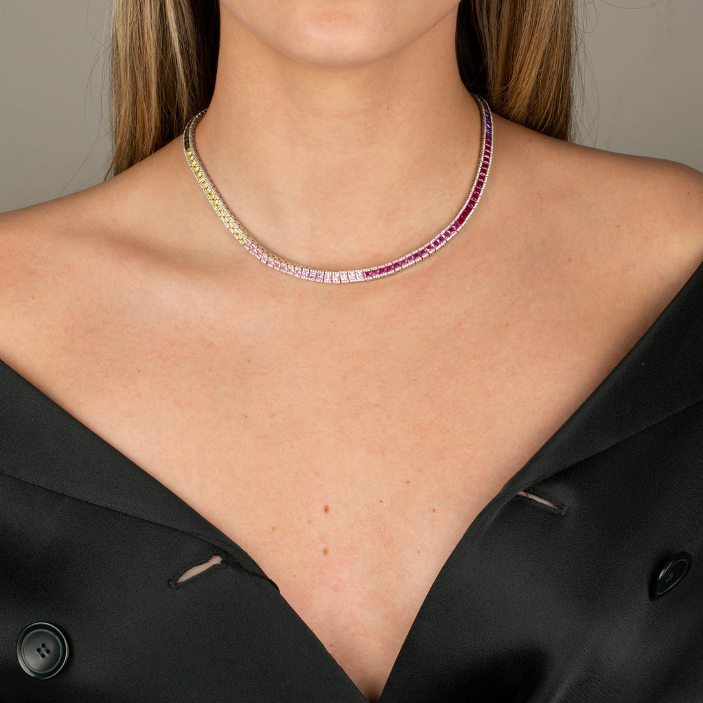 Renkli Baget Taşlı Suyolu Kolye