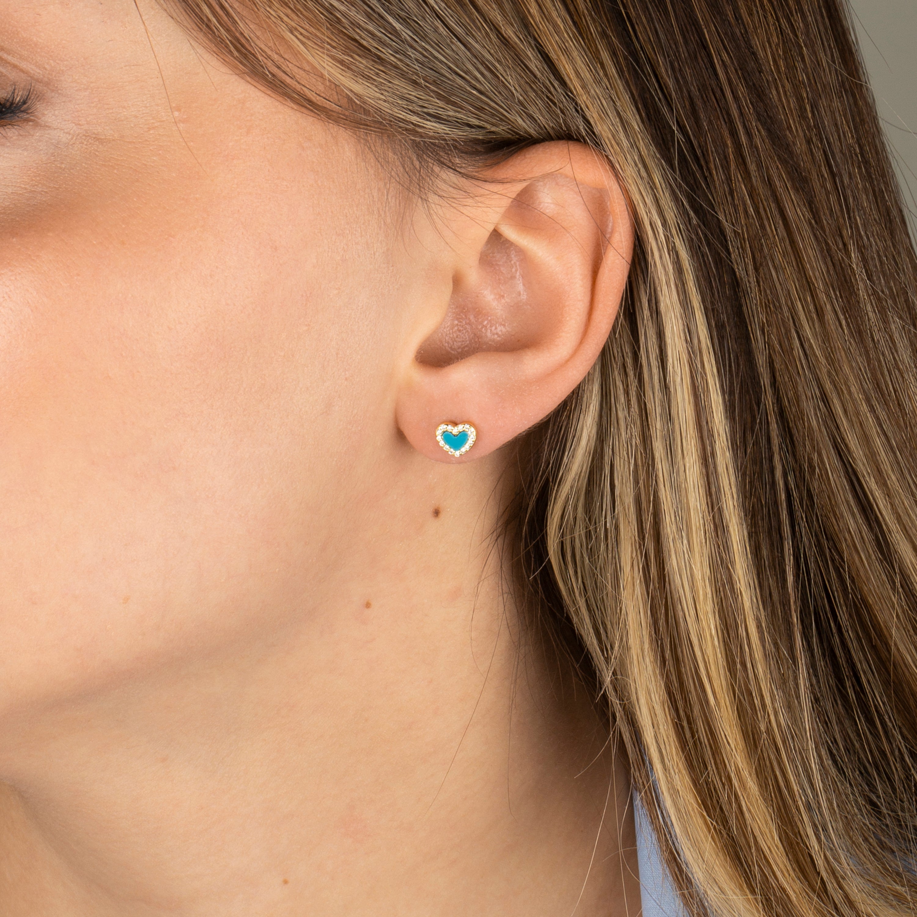 Minimalist Heart-Shaped Blue Earrings