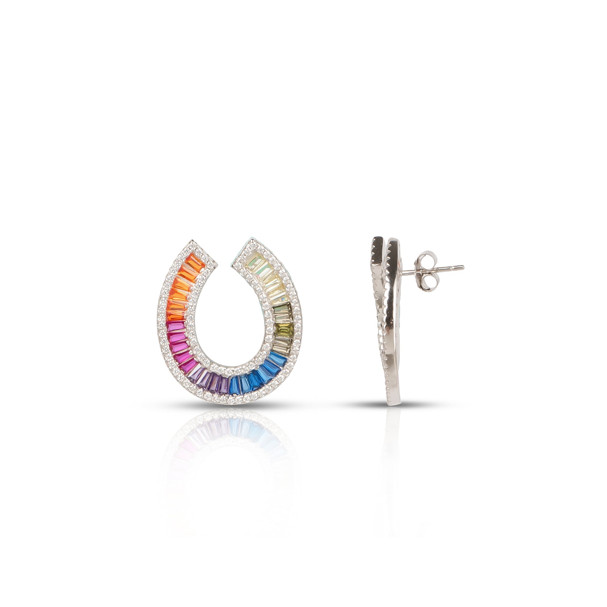 Renkli Baget Taşlı Küpe