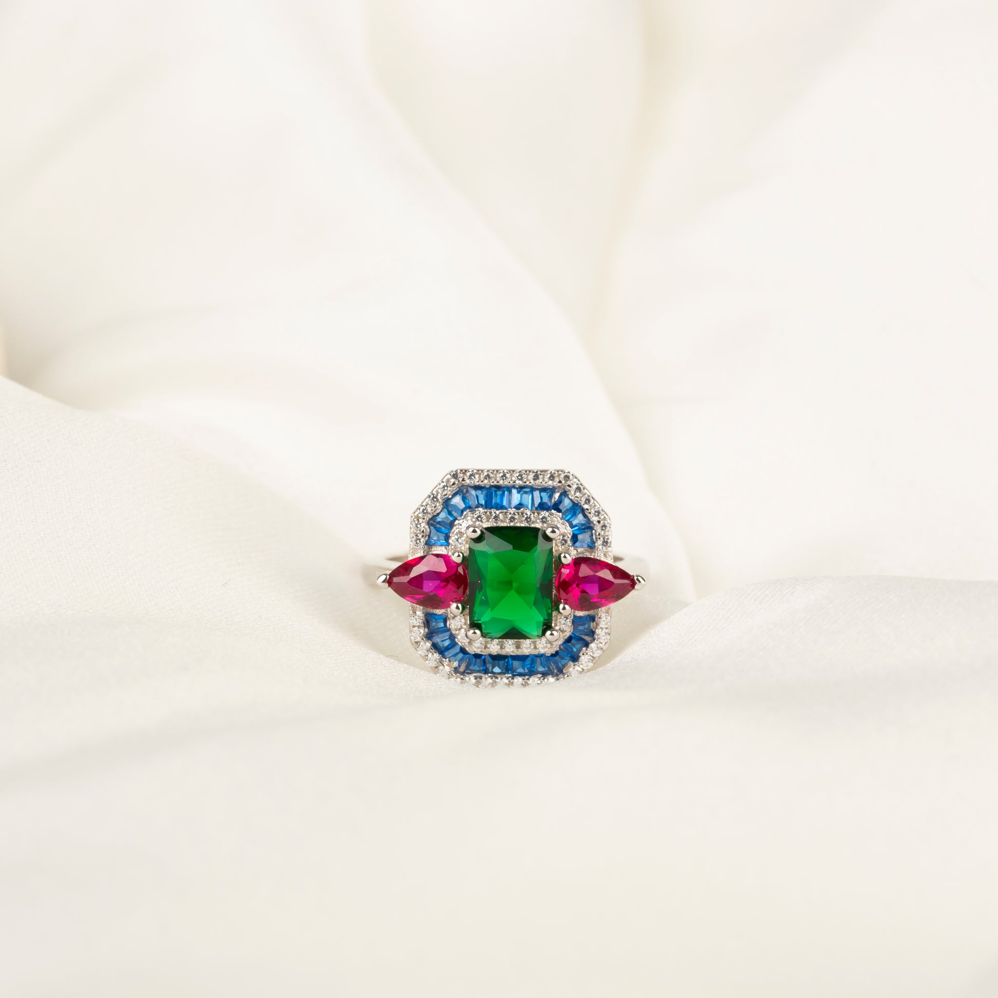 Renkli Baget Taşlı Yüzük