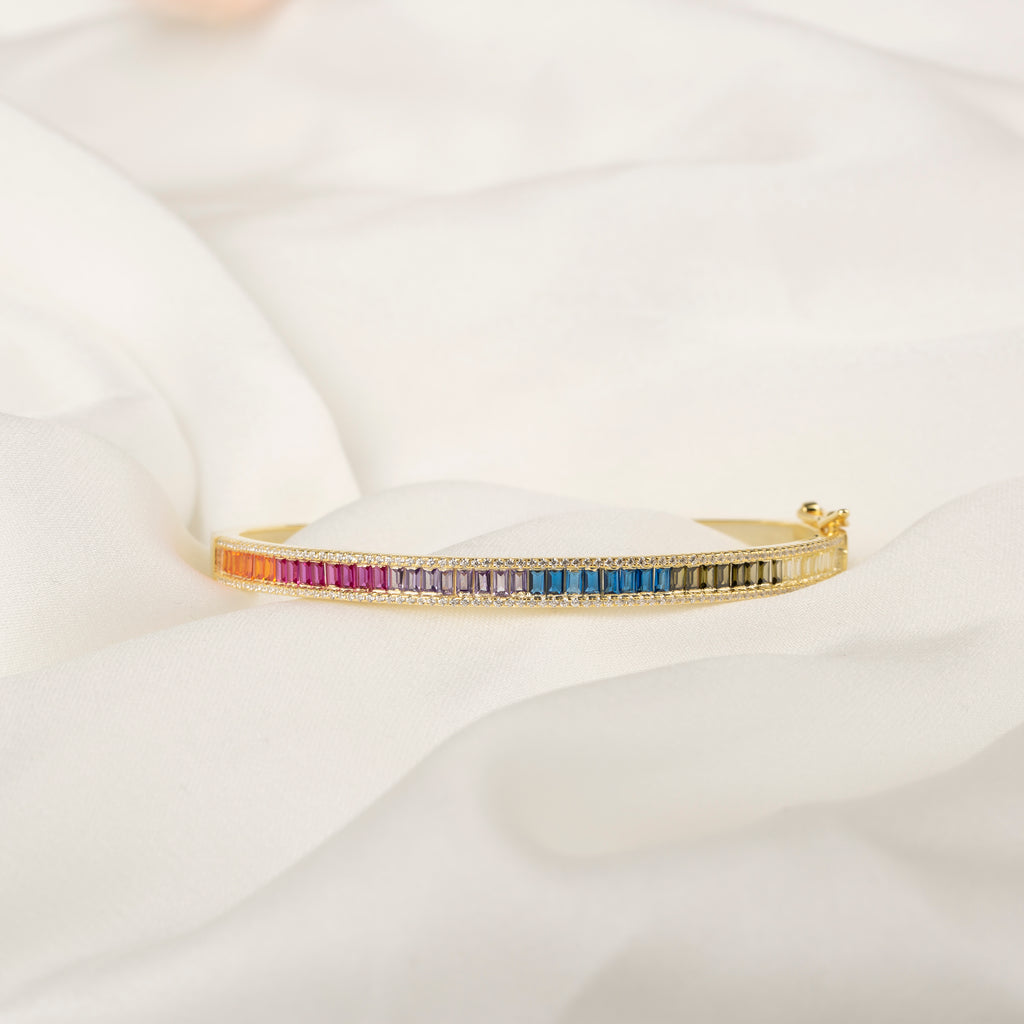 Renkli Baget Taşlı Kelepçe Bileklik
