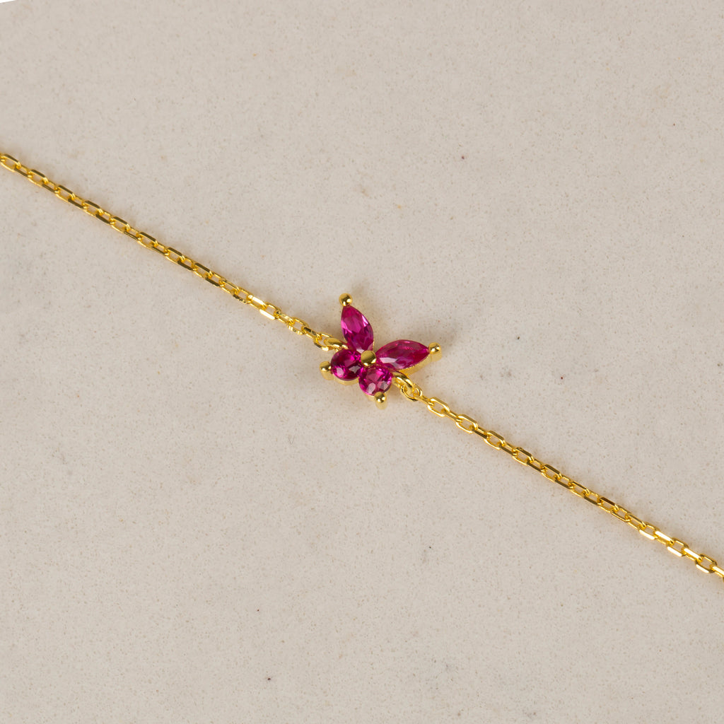 Kımızı Taşlı Minimal Markiz Bileklik