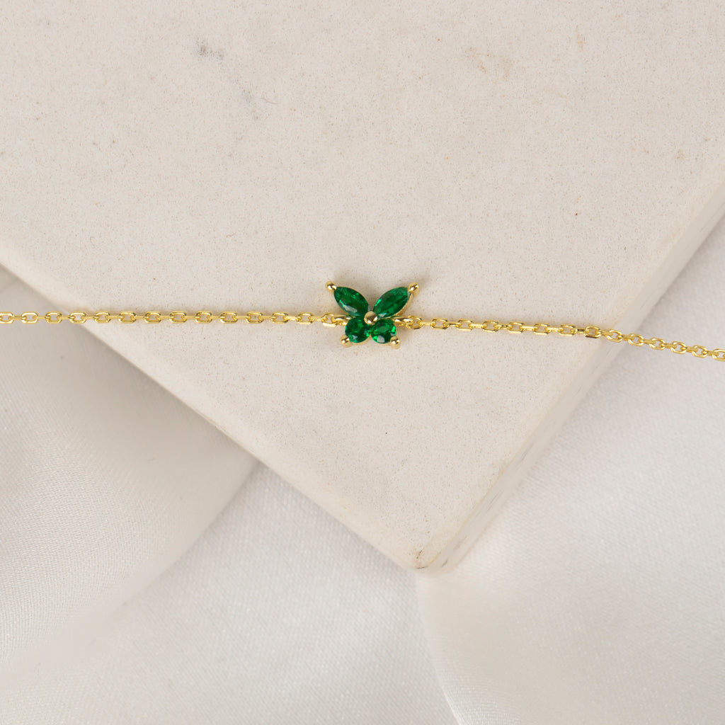 Yeşil Taşlı Minimal Makiz Bileklik