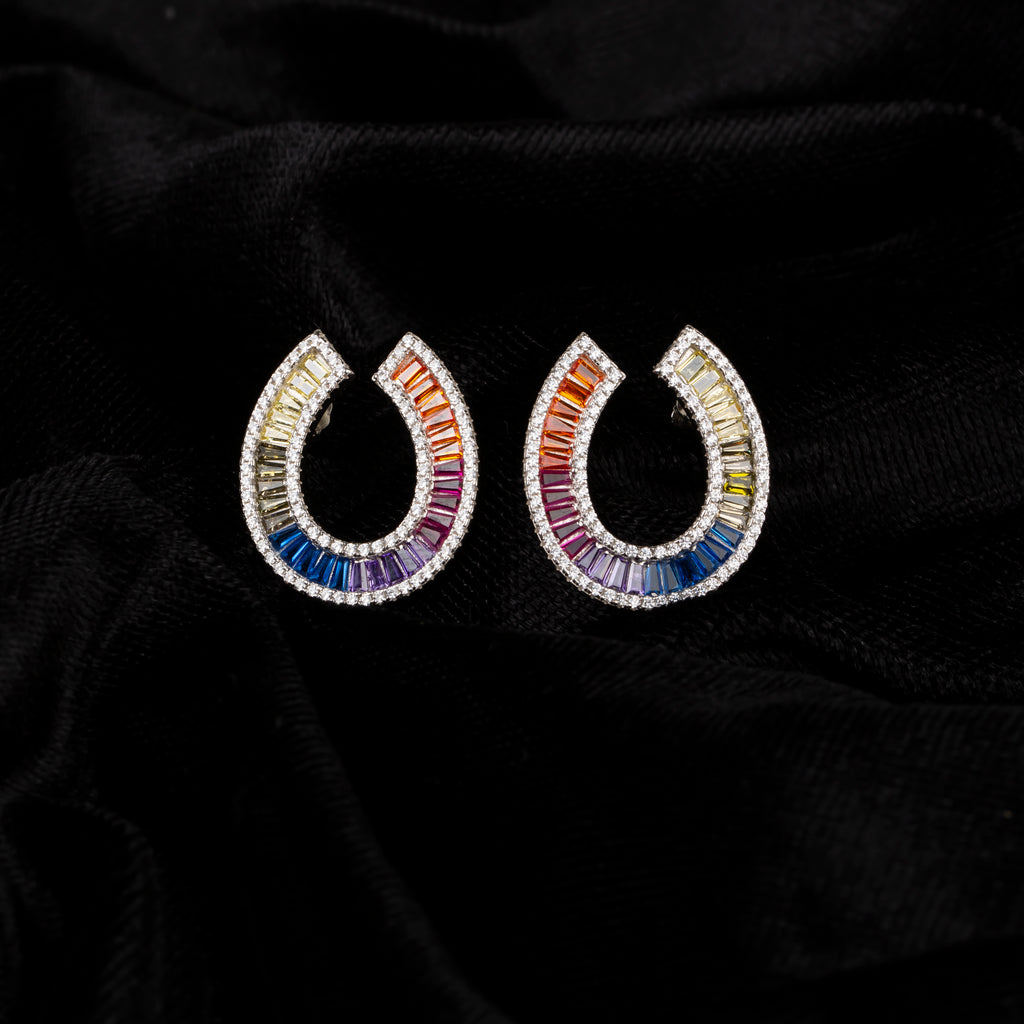 Renkli Baget Taşlı Küpe