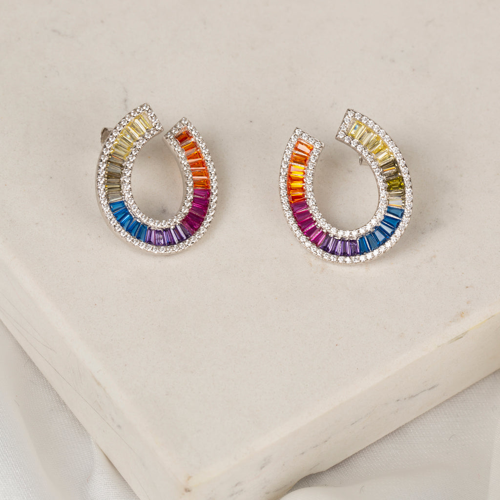 Renkli Baget Taşlı Küpe