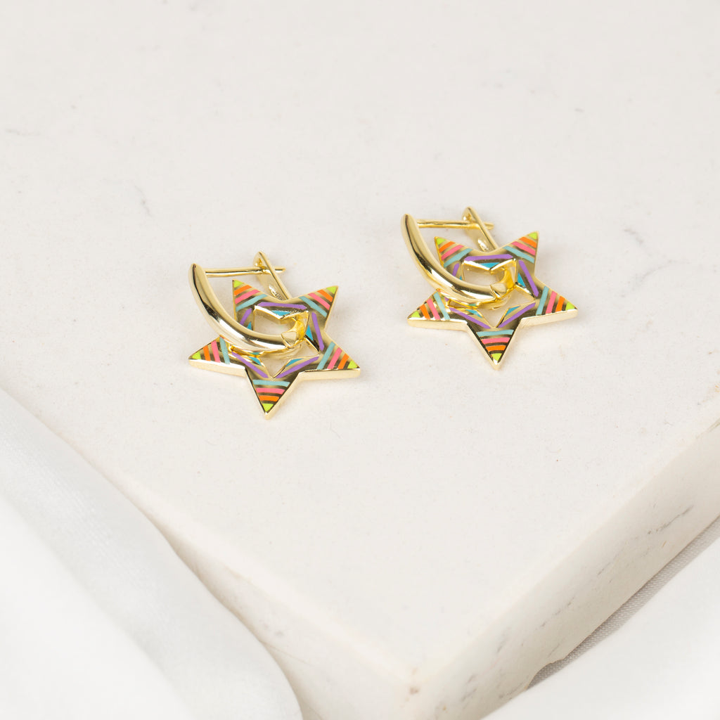 Renkli Yıldız Küpe