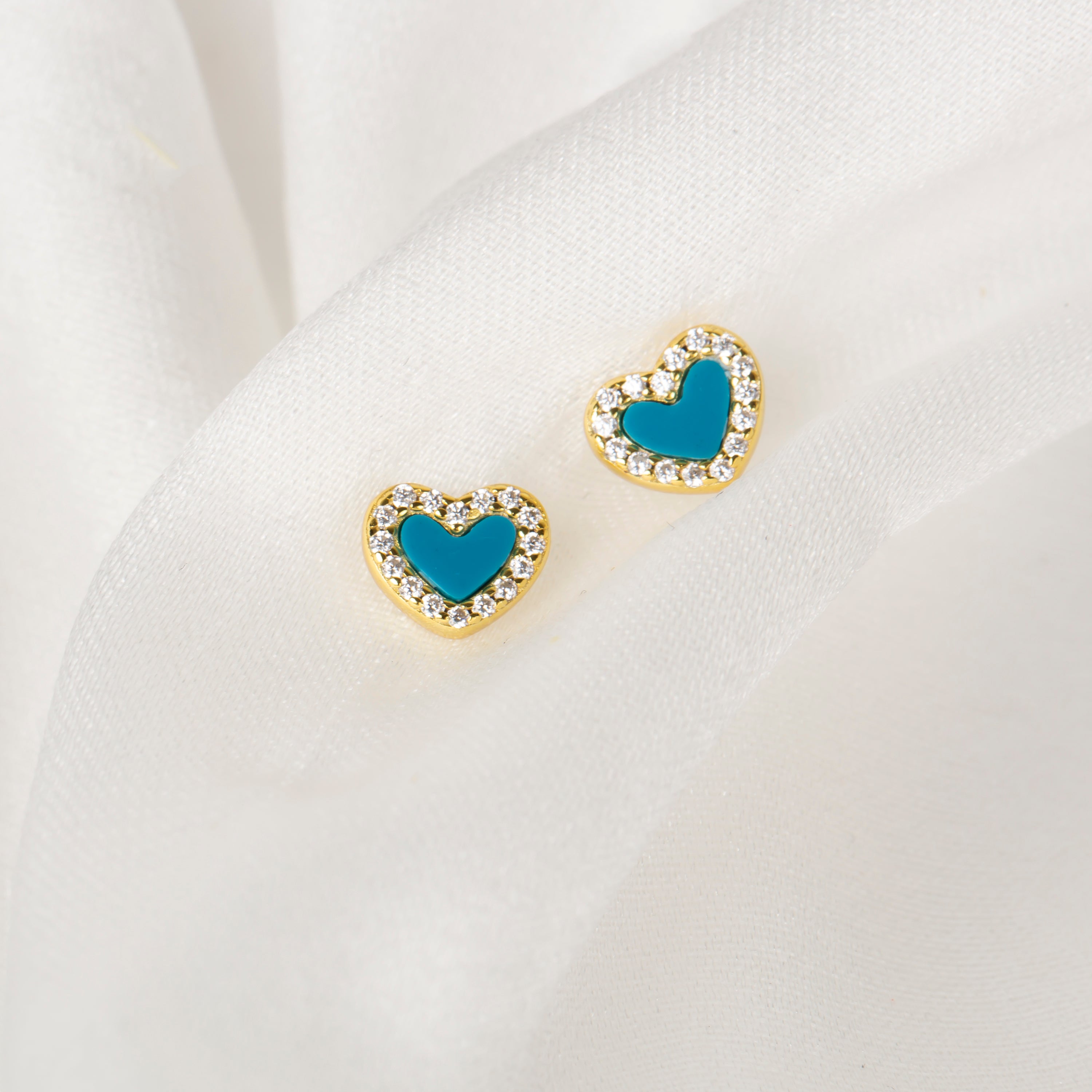 Minimalist Heart-Shaped Blue Earrings
