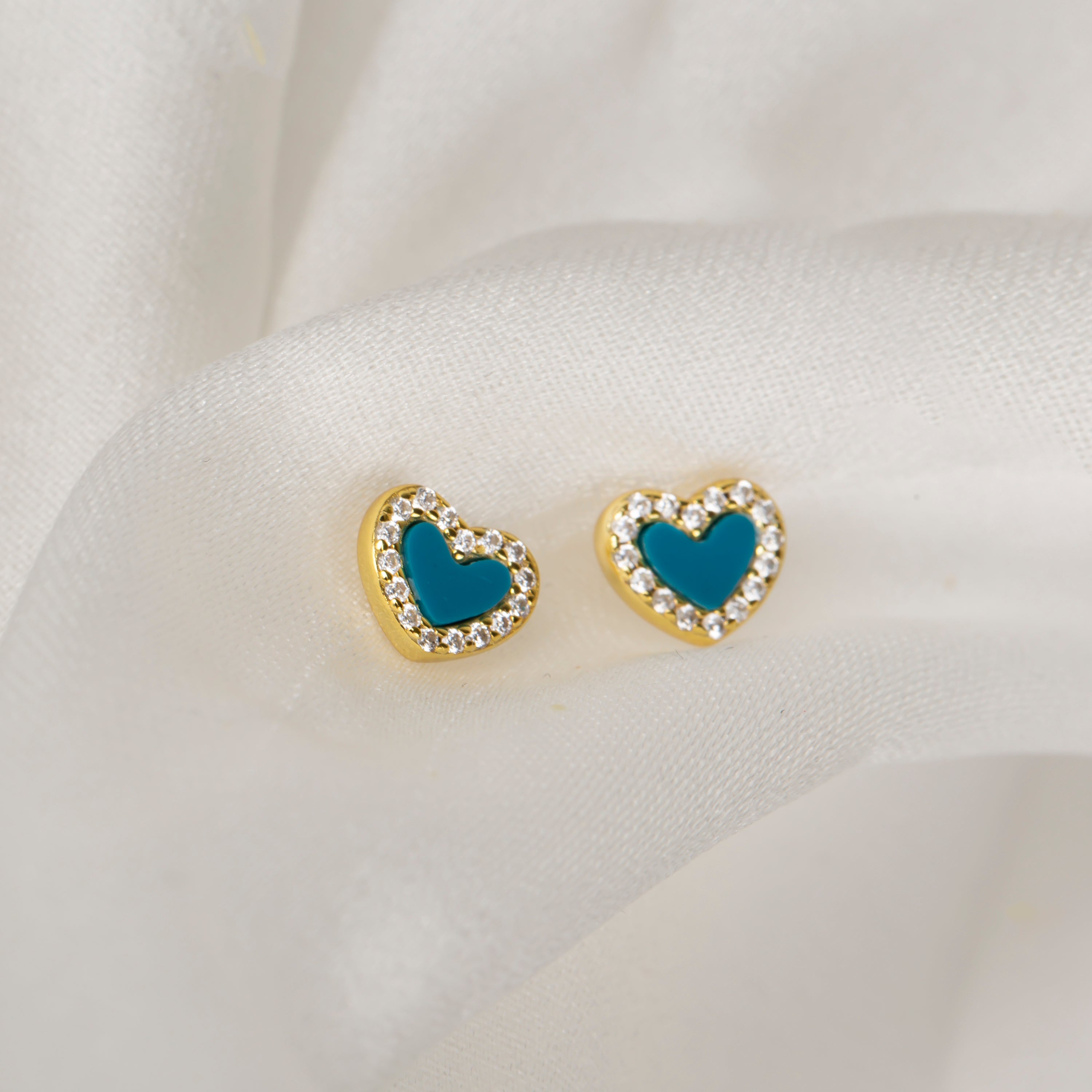 Minimalist Heart-Shaped Blue Earrings