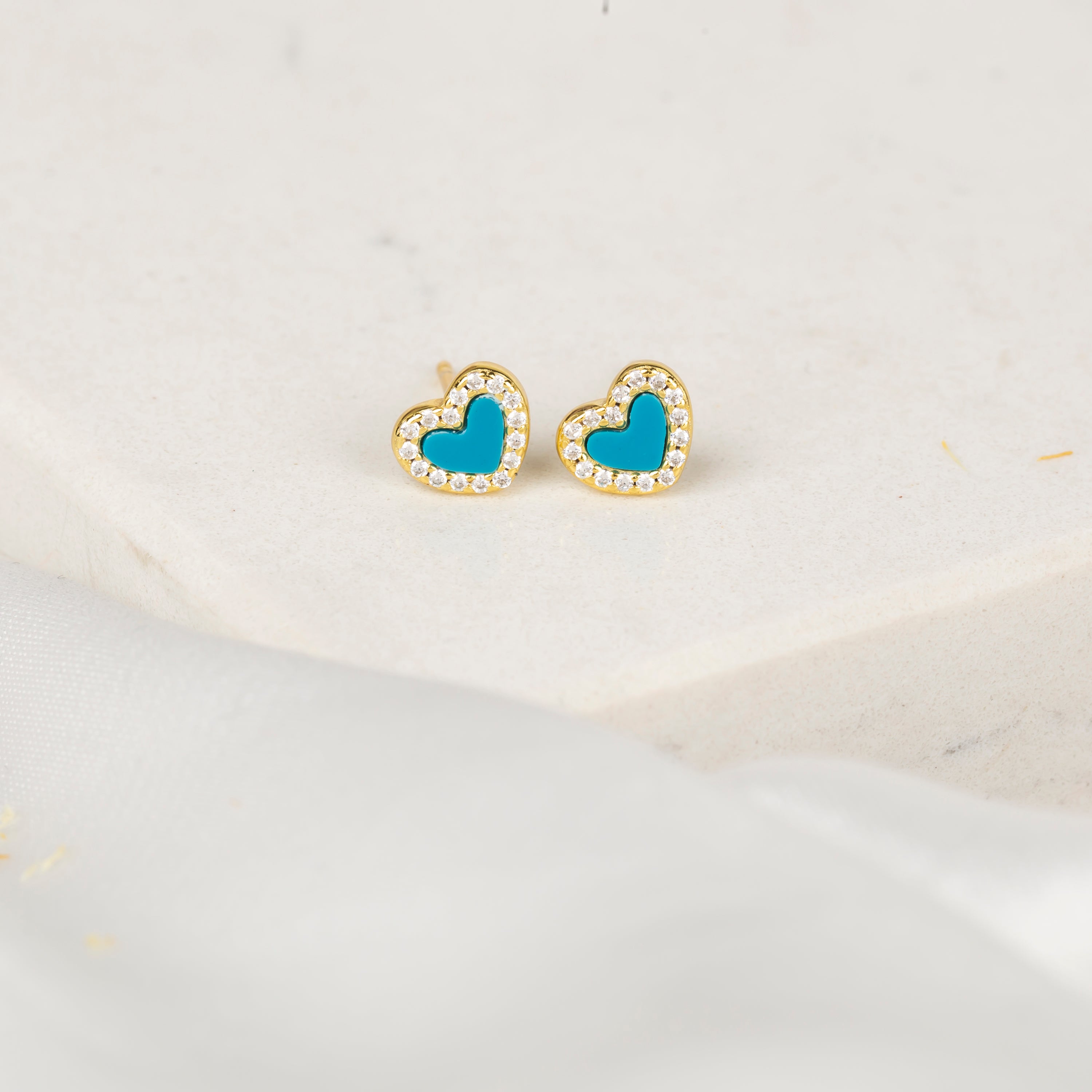Minimalist Heart-Shaped Blue Earrings