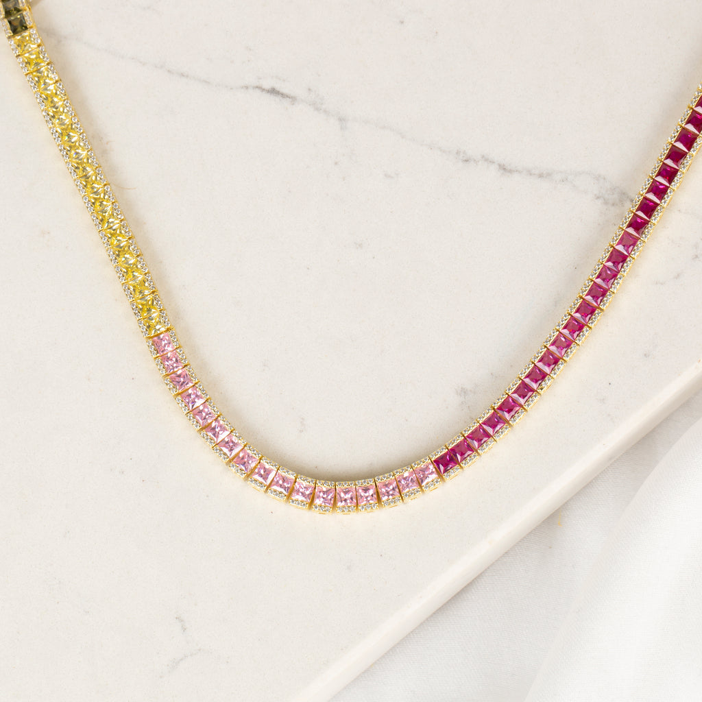 Renkli Baget Taşlı Suyolu Kolye