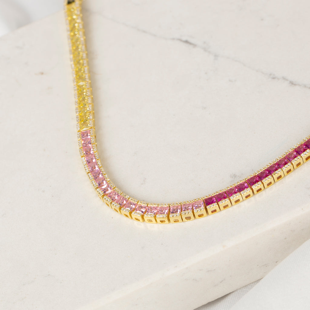 Renkli Baget Taşlı Suyolu Kolye