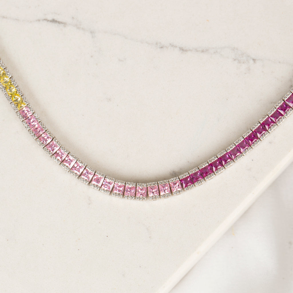 Renkli Baget Taşlı Suyolu Kolye