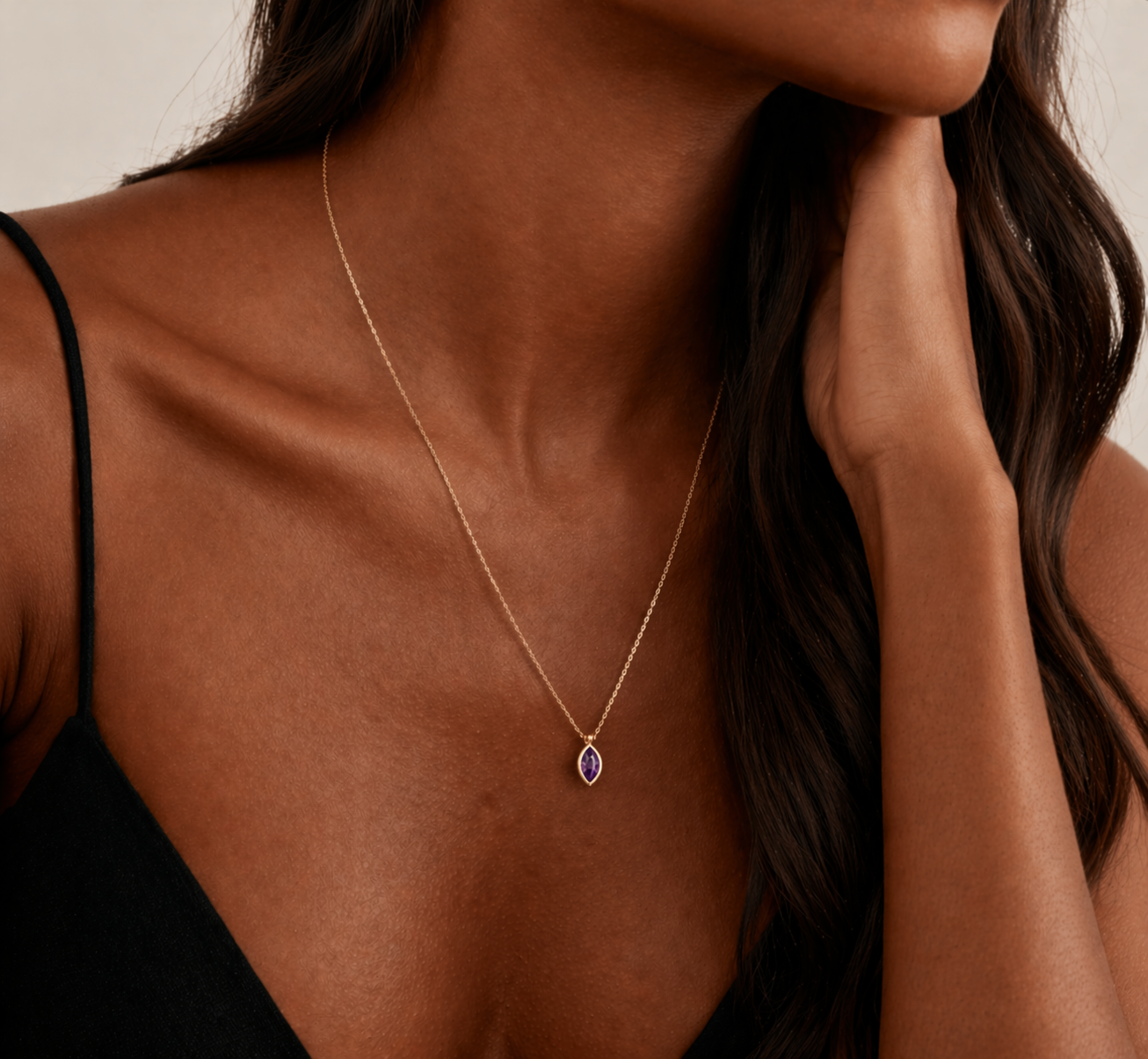 Şubat Amethyst Birthstone Kolye